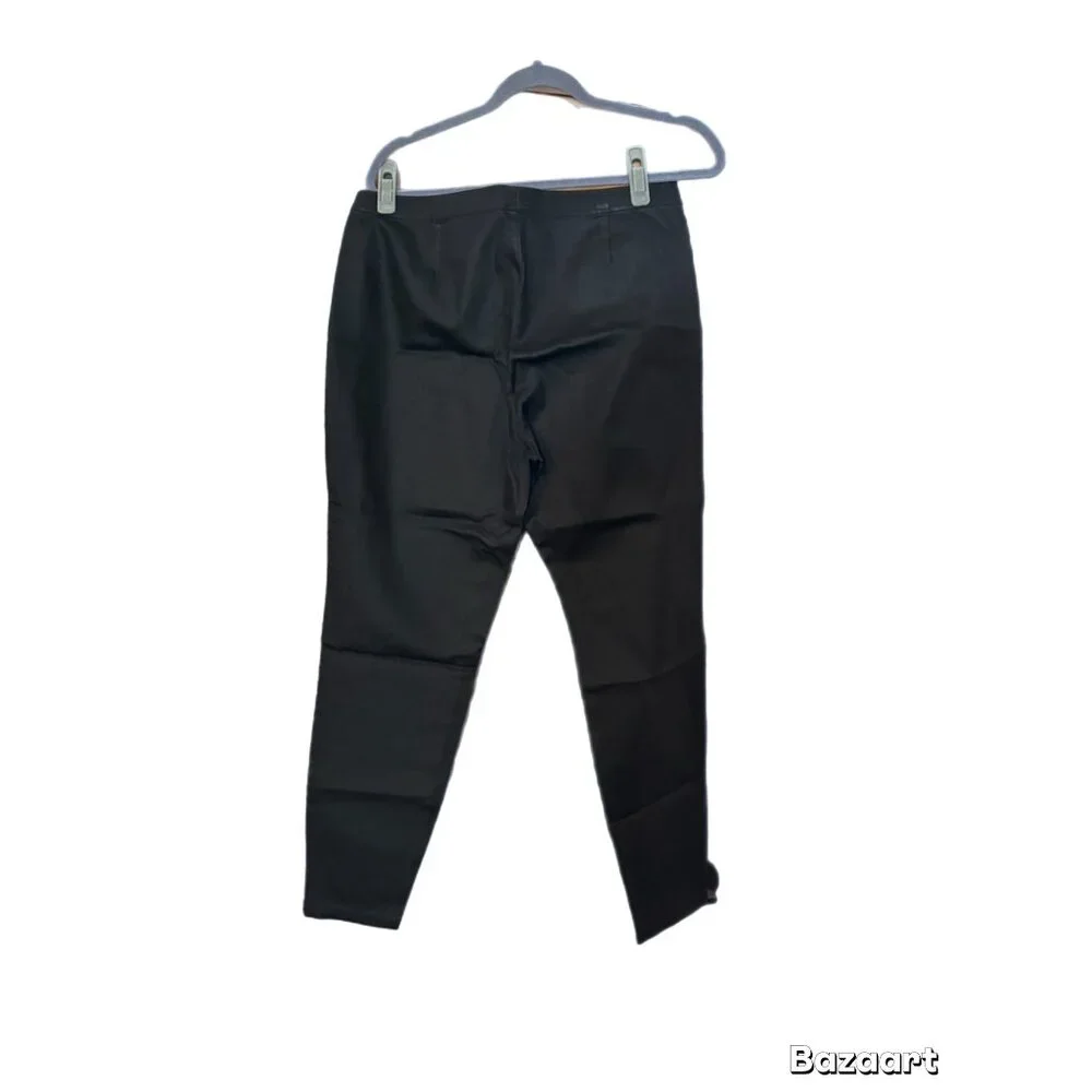 Eileen Fisher Satin Sheen Pant Size Large Womens Tailored Black Pull On - Picture 2 of 4